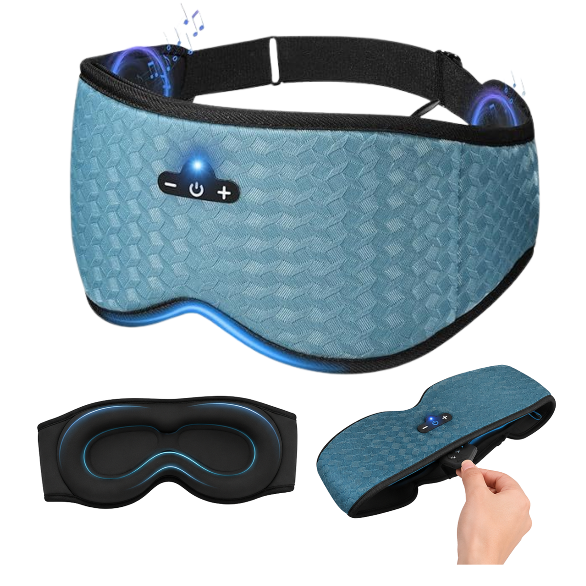 Smart Sleep Mask 3D Contoured Eye Design with Blackout & Bluetooth Audio For Side Sleepers