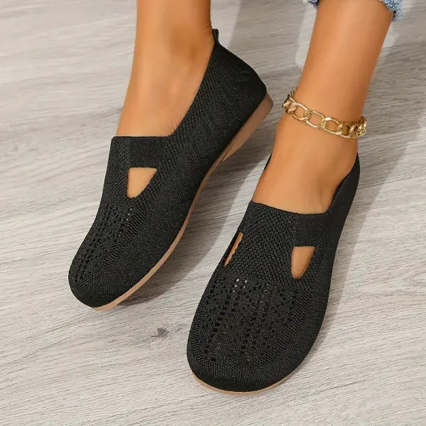 GRW Orthopedic Women Walking Shoes Comfortable Breathable Knit Flats Round Toe Slip on Vintage GroovyWish