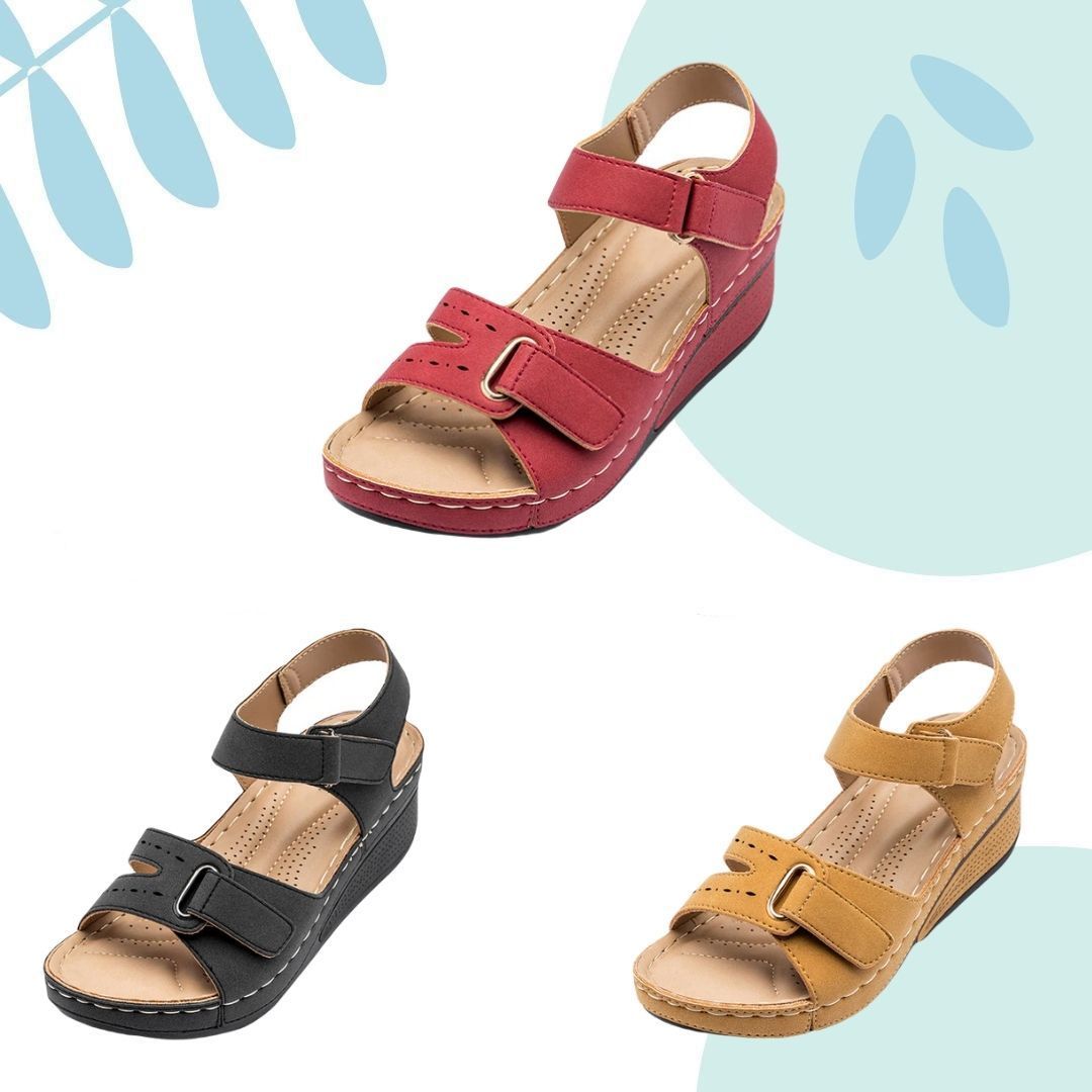 Groovywish Summer Sewing Retro Buckle Strap Soft Platform Sandals GroovyWish