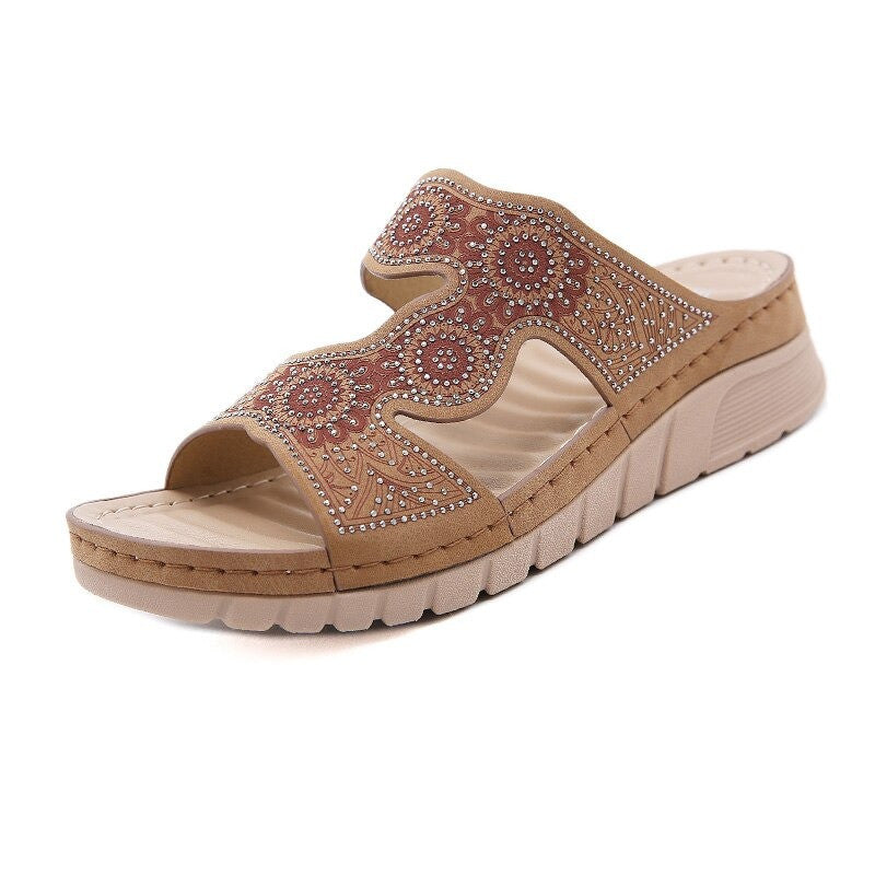 Groovywish Women Comfortable Flower Crystal Summer Sandals GroovyWish