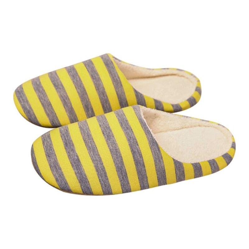 Groovywish Damen Warme Hausschuhe Fell Gestreifte Winter Slides