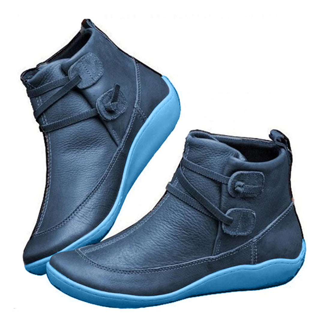 Groovywish Damen Schneestiefeletten, wasserdicht, Leder, orthopädische Schuhe