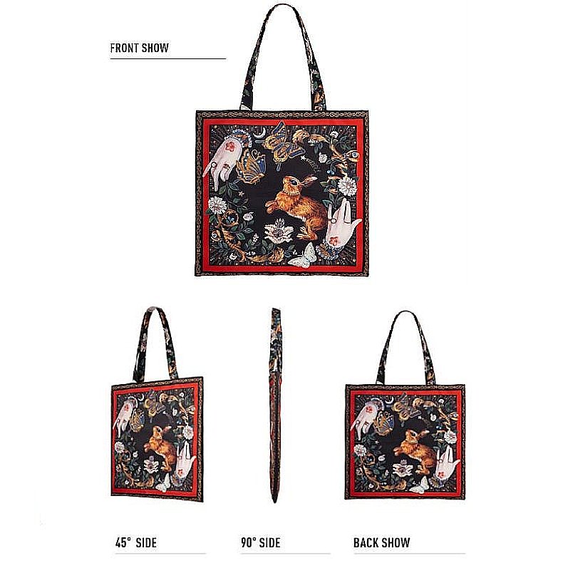 GroovyWish Tragetasche, großes Fassungsvermögen, Magnetschnalle, bedruckt, ästhetische Tragetaschen aus Segeltuch