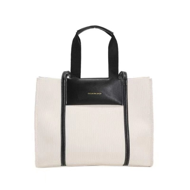 GroovyWish Tragetasche, einfache Patchwork-Handtasche aus Segeltuch, große Umhängetasche für Damen