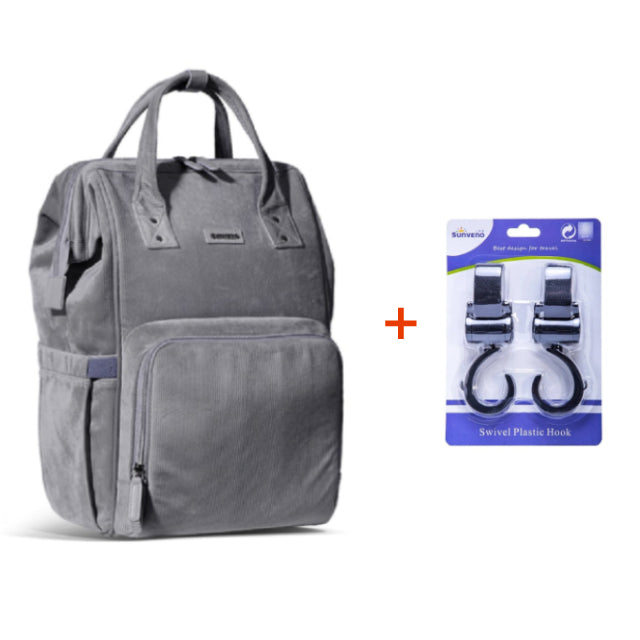 GroovyWish Wickeltasche für Mama, große Größe, mehrere Taschen, USB-Anschluss, Kinderwagen-Rucksack