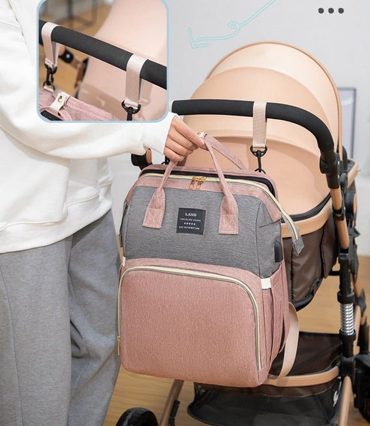 GroovyWish Wickeltasche, tragbar, faltbar, für Kinderbett, Moskitonetz für Mama