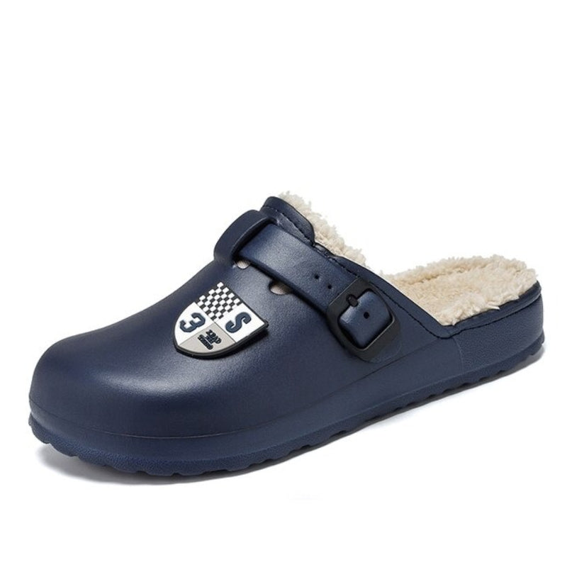 Groovywish Herren Flauschige Plüsch Hausschuhe PU Winter Pantoletten