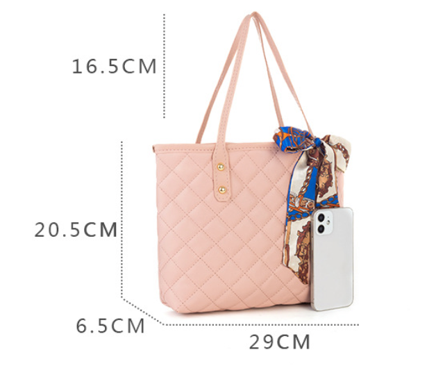 GroovyWish Tote Bag Superior Rhombic Embroidery Pu Leather Underarm Spacious Storage Hand Bag For Women