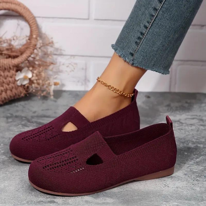 GRW Orthopedic Women Walking Shoes Comfortable Breathable Knit Flats Round Toe Slip on Vintage