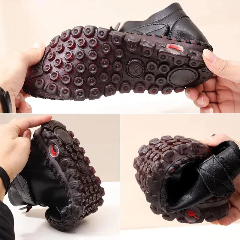 GRW Orthopedic Shoes for Women Waterproof Velcro Plush Fleece Warm Leather Boots