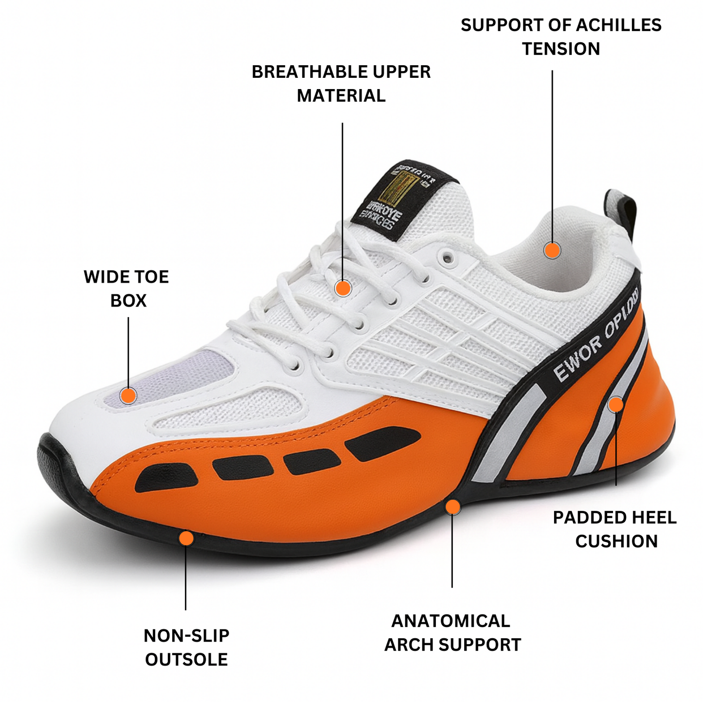 GRW Men Orthopedic Shoes Anatomical  Arch Support Comfort Leather All-day Walking Sneaker