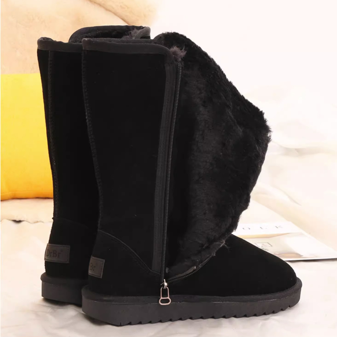 GRW Orthopedic Women Snow Boots Suede Leather Warm  Fluffy Thick Bottom Zipper Winter Boots