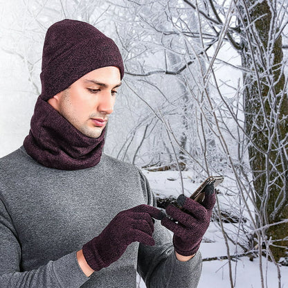 GRW Set Scarf, Hat and Glove  for Men and Women Warm Knit Winter