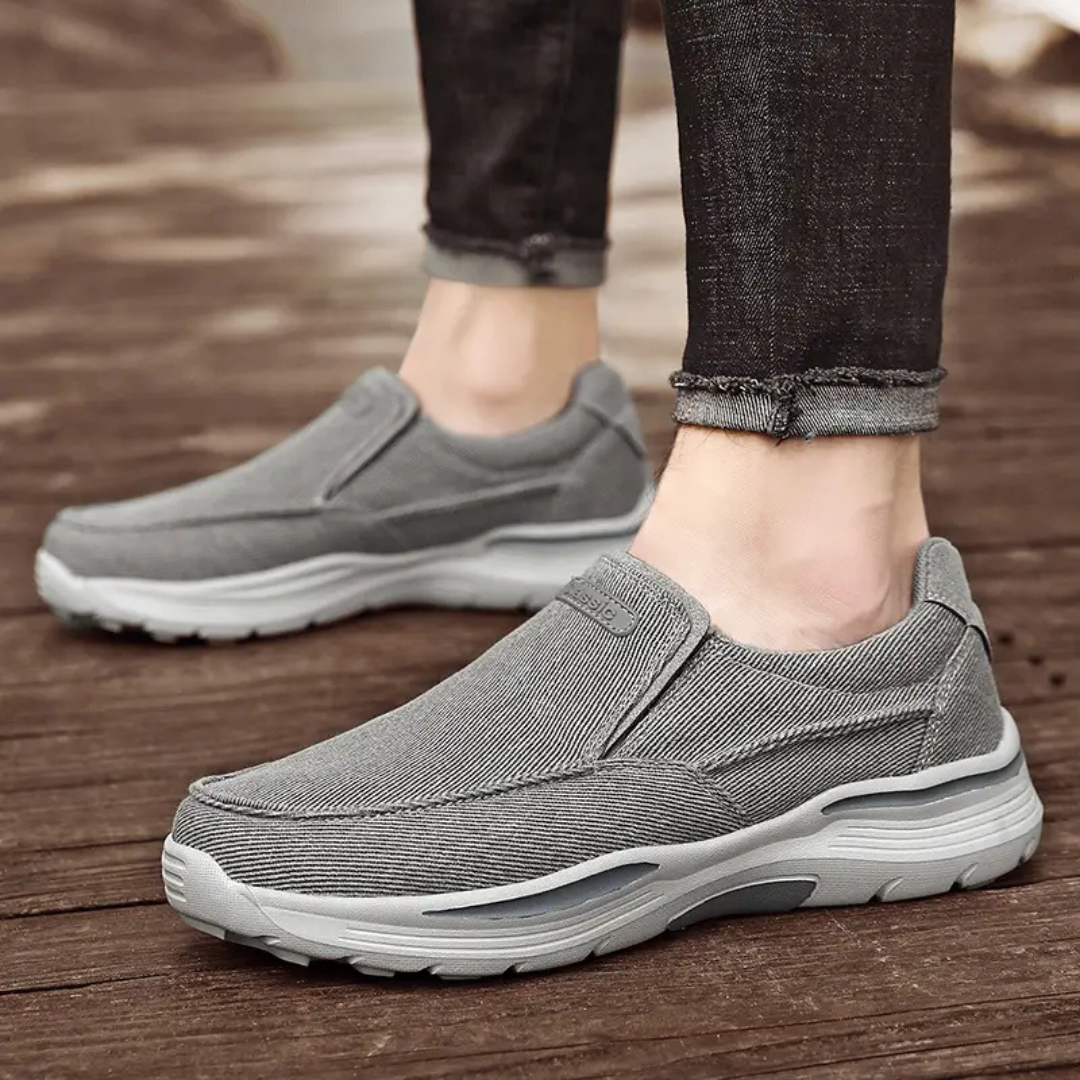 GRW Orthopedic Men Canvas Loafers Breathable Flexible EVA Sole Walking Shoes