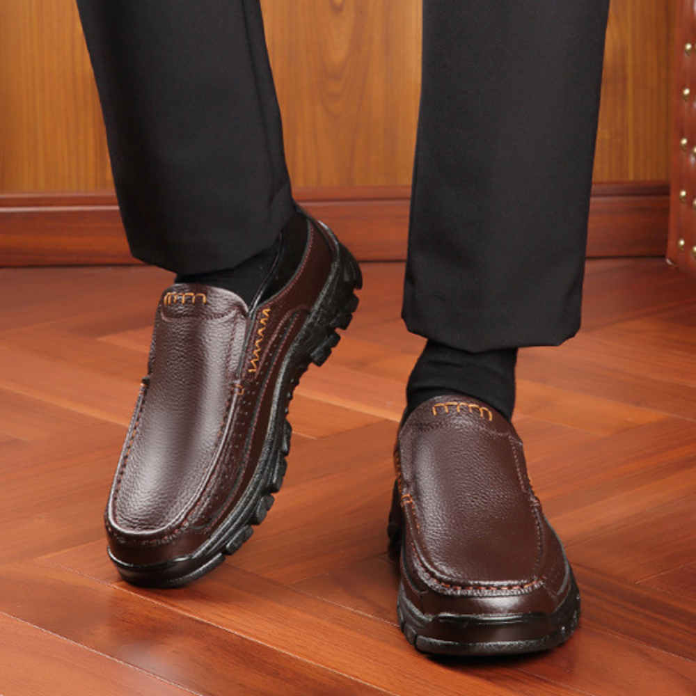 #1 GRW Ortho Men Shoes Comfortable Cowhide Waterproof Slip-on Loafers
