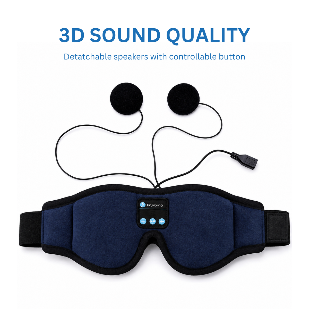 Smart Sleep Mask with 3D Eye Cups, 100% Blackout & Bluetooth Audio for Side Sleepers