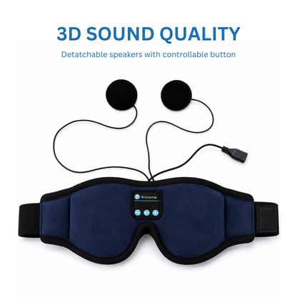Smart Sleep Mask with 3D Eye Cups, 100% Blackout & Bluetooth Audio for Side Sleepers