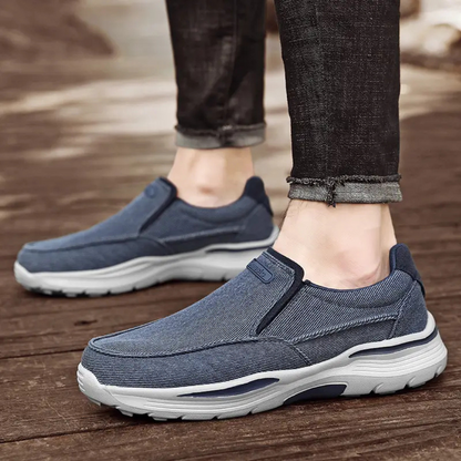 GRW Orthopedic Men Canvas Loafers Breathable Flexible EVA Sole Walking Shoes