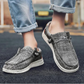 GRW Orthopedic Men Shoes Breathable Cork Sole Slip on Denim Canvas Loafers