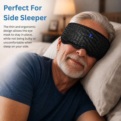 Smart Sleep Mask 3D Contoured Eye Design with Blackout & Bluetooth Audio For Side Sleepers