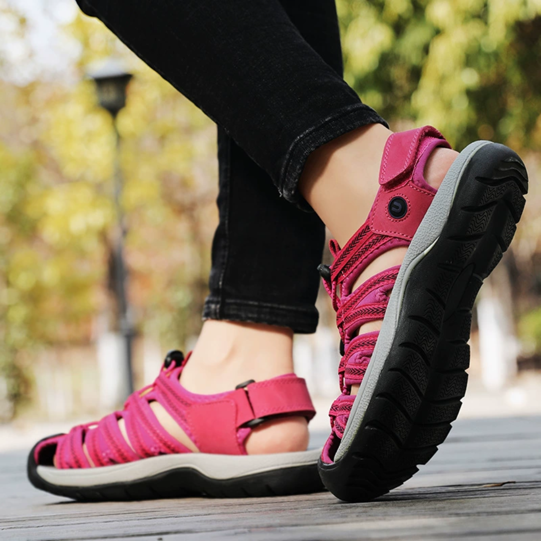 GRW Women Orthopedic Sandals Arch-support Comfortable Leather Gladiator Mesh Hiking Summer