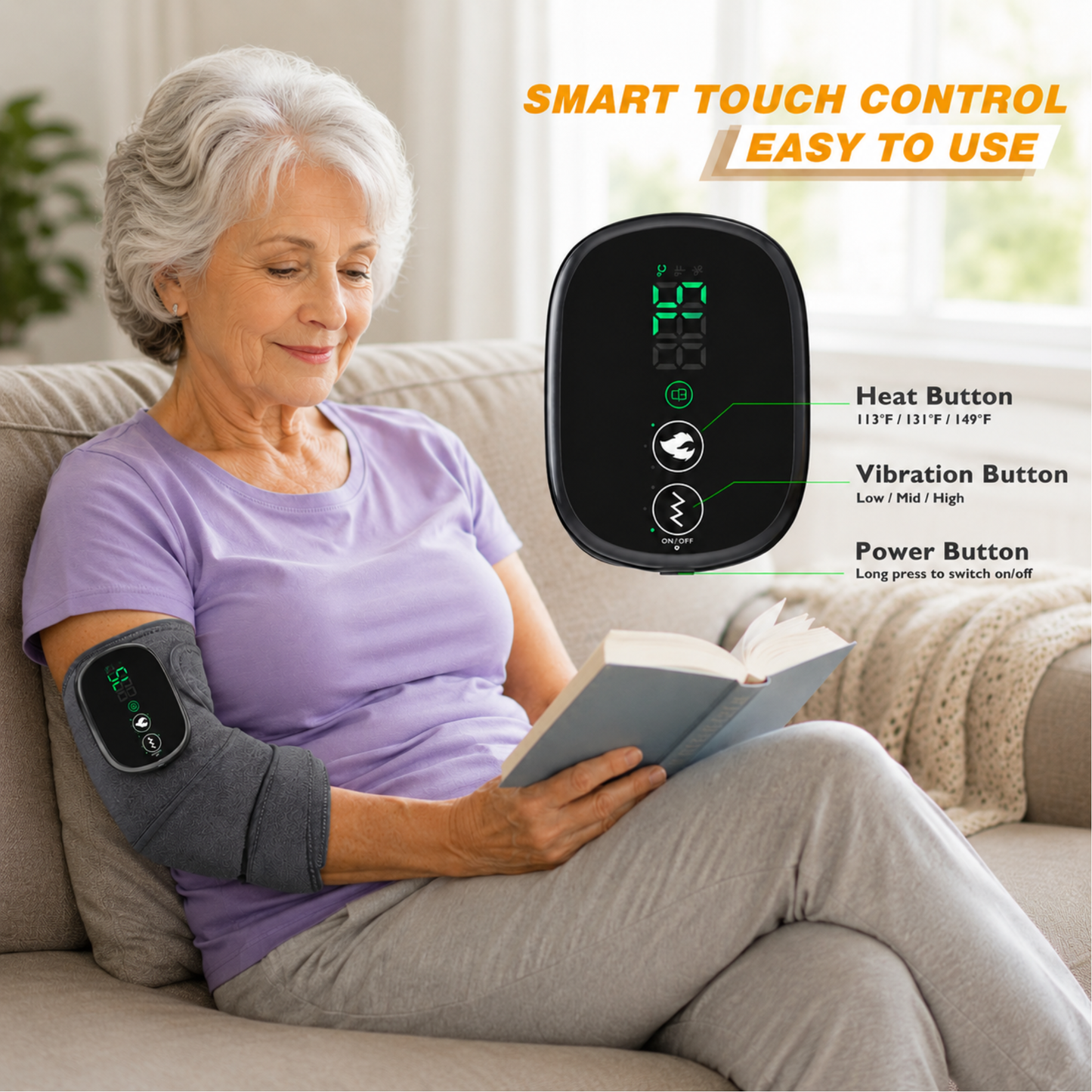 Knee Brace Massager Heat Vibration Deep Relaxation Pain Relief Smart Adjustable Muscle GroovyWish