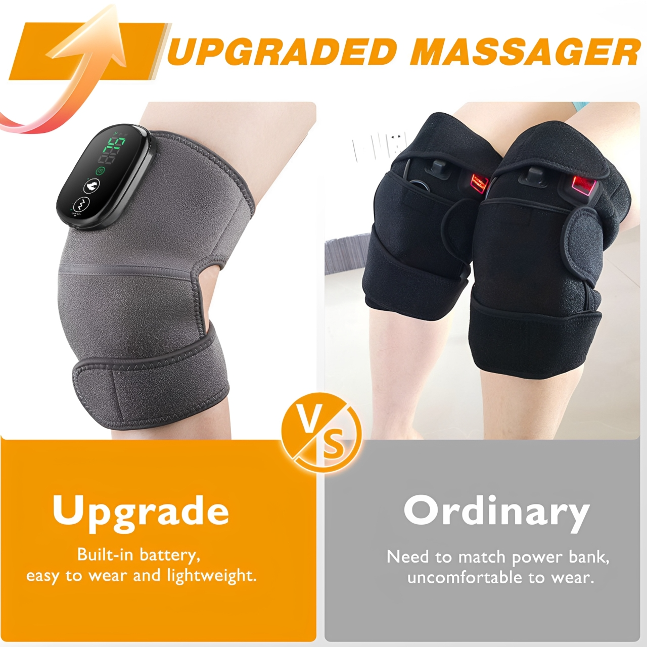 Knee Brace Massager Heat Vibration Deep Relaxation Pain Relief Smart Adjustable Muscle GroovyWish