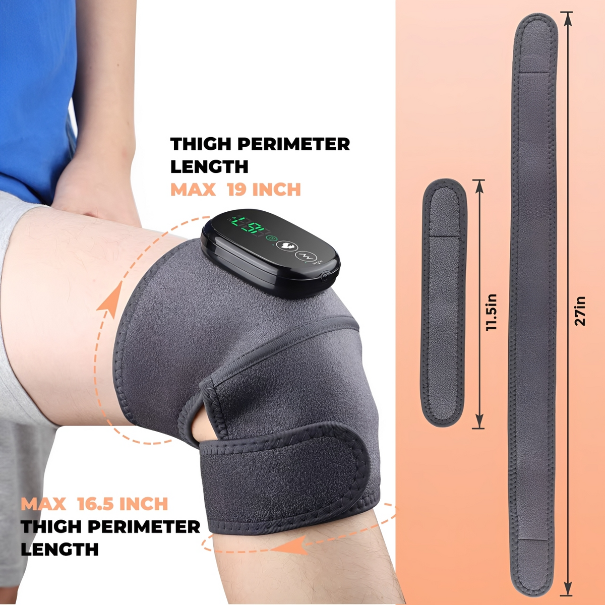 Knee Brace Massager Heat Vibration Deep Relaxation Pain Relief Smart Adjustable Muscle GroovyWish