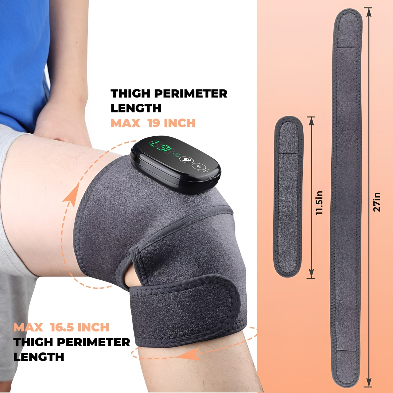 Knee Brace Massager Heat Vibration Deep Relaxation Pain Relief Smart Adjustable Muscle GroovyWish