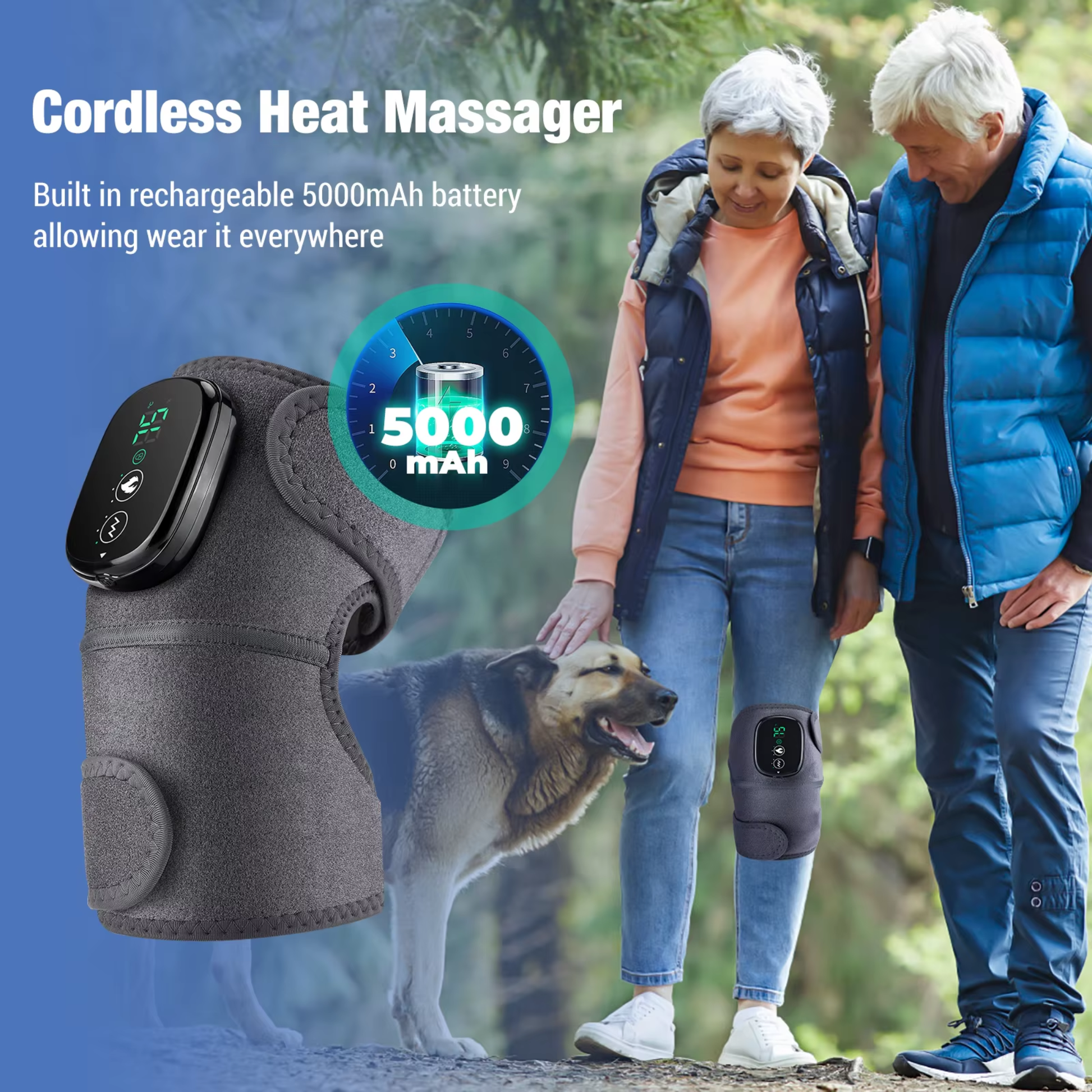 Knee Brace Massager Heat Vibration Deep Relaxation Pain Relief Smart Adjustable Muscle GroovyWish