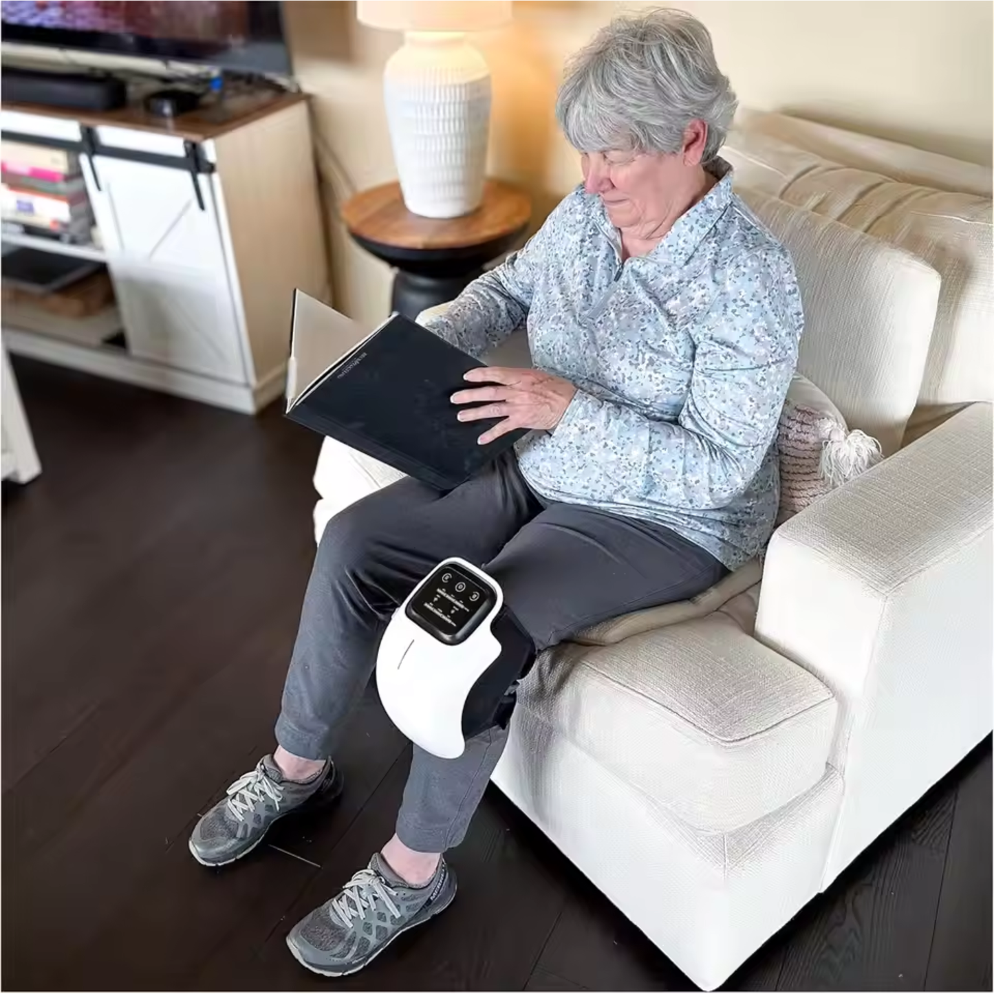 Smart Knee Massager with Heat, Vibration & Red Light, 360° Wrap & LED Touchscreen