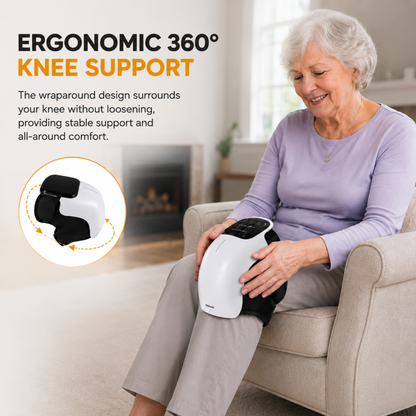 Smart Knee Massager with Heat, Vibration & Red Light, 360° Wrap & LED Touchscreen