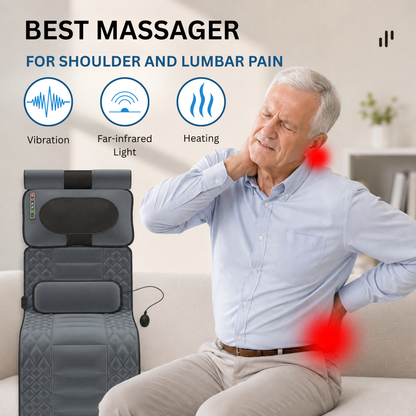 Smart Full Body Massage Mat with Heat, Vibration, Infrared Light & Herbal Pouch