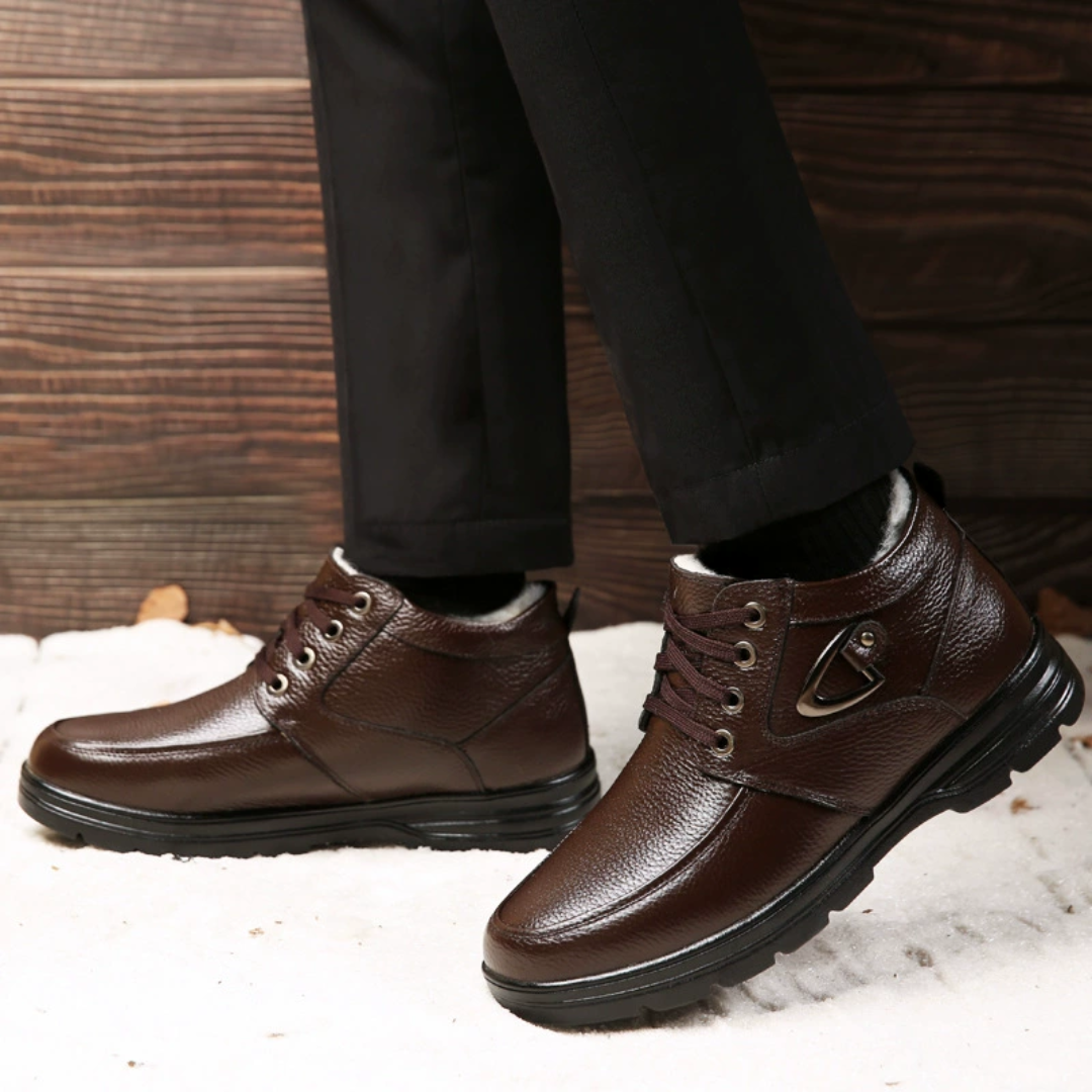 mens waterproof leather dress boots GRW Men Orthopedic Dress Boots Insulated Plush Leather Waterproof Non- – GroovyWish