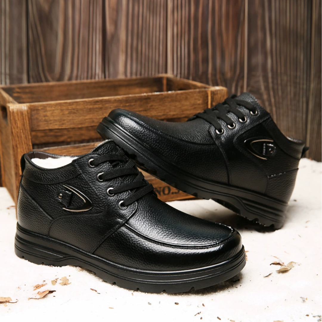 insulated dress boots mens GRW Men Orthopedic Dress Boots Insulated Plush Leather Waterproof Non- – GroovyWish