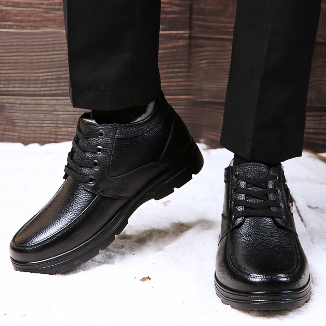insulated dress boots mens GRW Men Orthopedic Dress Boots Insulated Plush Leather Waterproof Non- – GroovyWish