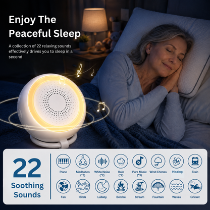 White Noise Machine with 22 Soothing Sounds & Golden Breathing Light, Portable Design
