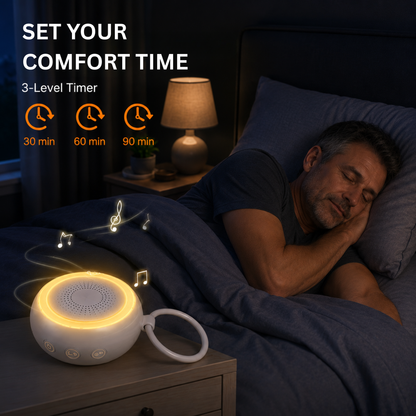 White Noise Machine with 22 Soothing Sounds & Golden Breathing Light, Portable Design