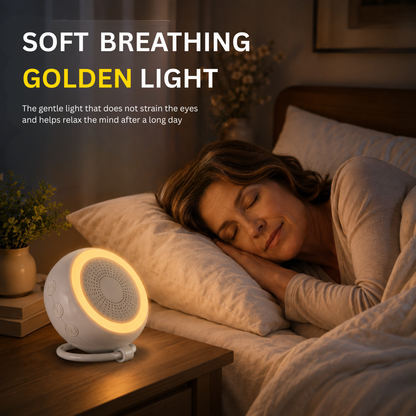 White Noise Machine with 22 Soothing Sounds & Golden Breathing Light, Portable Design