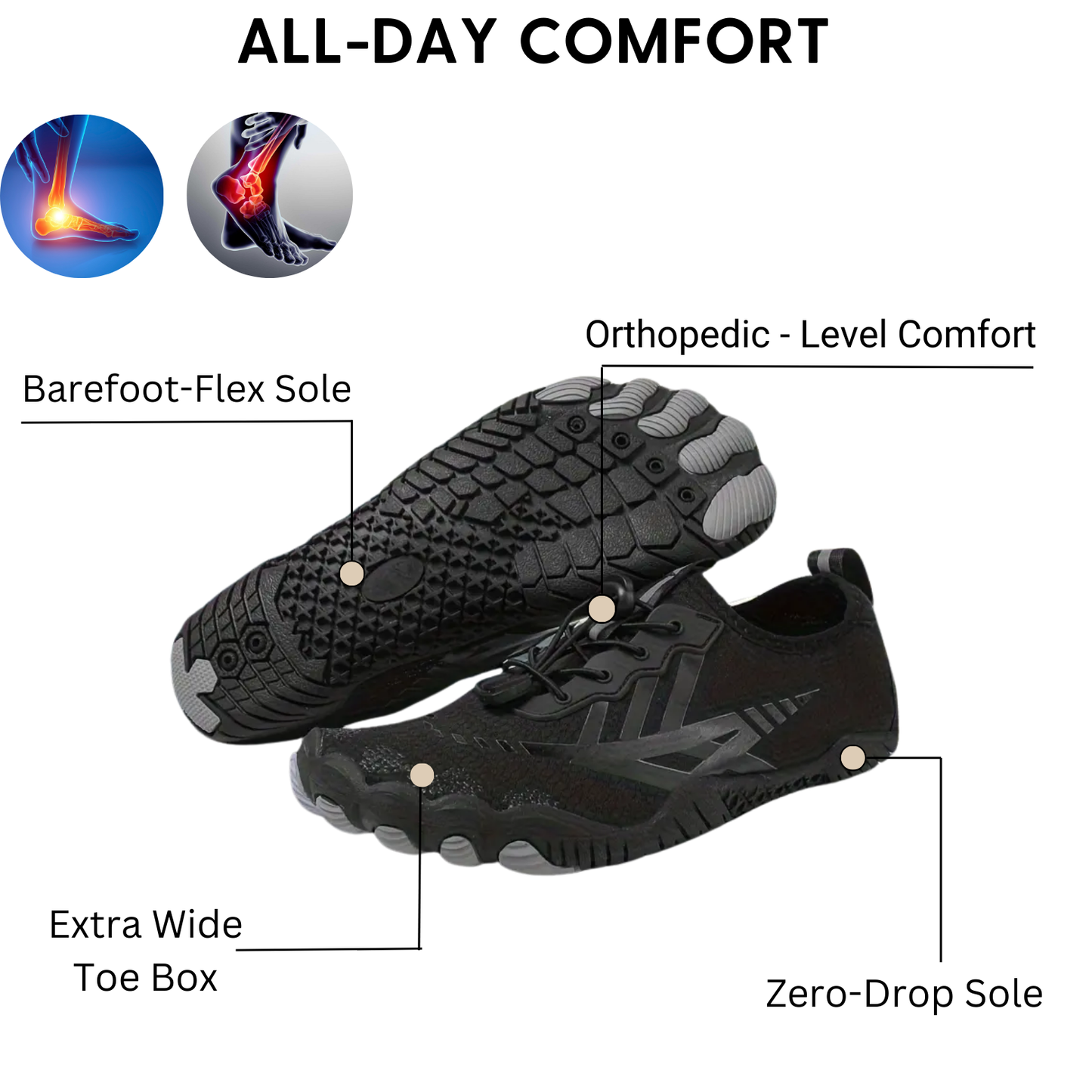 GRW Ortho Barefoot Shoes For Women | Flexible, Balanced Movement Ultra-lightweight Anti-Slip Water