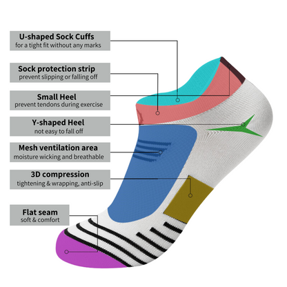 Mixed Color Breathable Ankle Socks - 3 Pairs