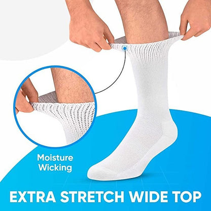 GRW Diabetic Socks Seamless Breathable Cotton Theraputic Mid-calf Stockings