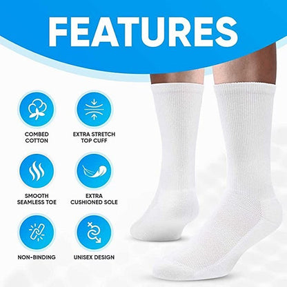 GRW Diabetic Socks Seamless Breathable Cotton Theraputic Mid-calf Stockings