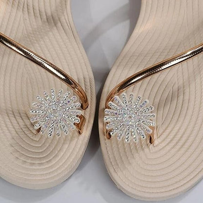 GRW Women Sandals Rhinestone Comfortable Soft Luxury Flat Sandals