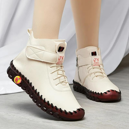 GRW Orthopedic Shoes for Women Waterproof Velcro Plush Fleece Warm Leather Boots