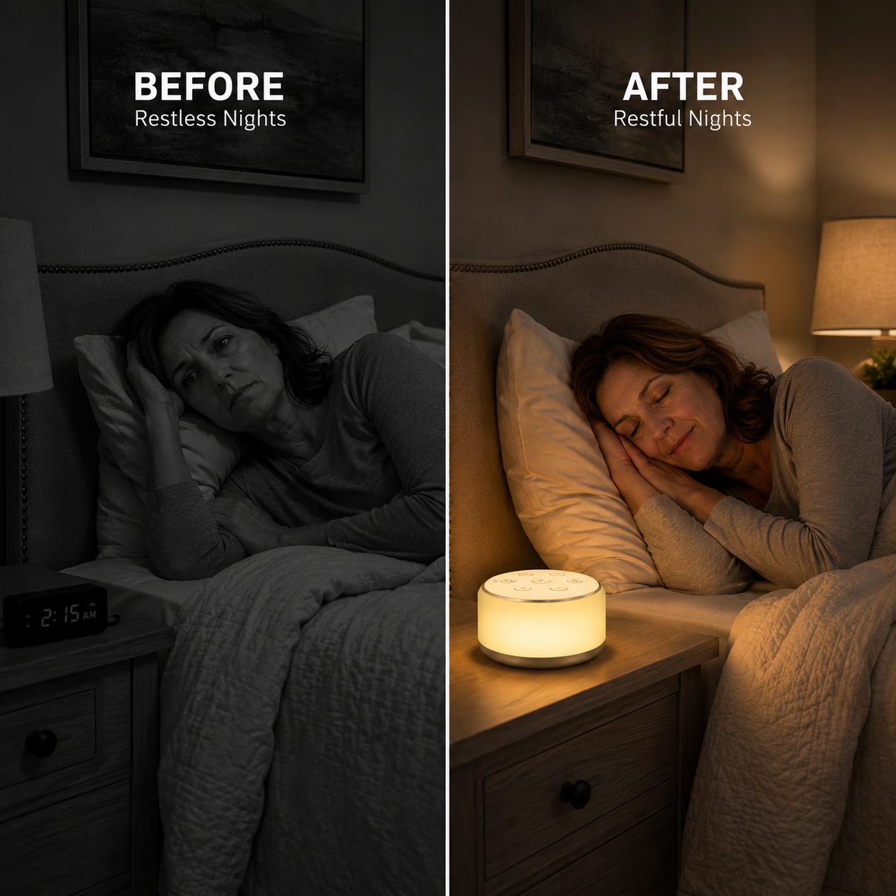 White Noise Machine with 34 Soothing Sounds & 7-Color Night Light, Portable Sleep Machine