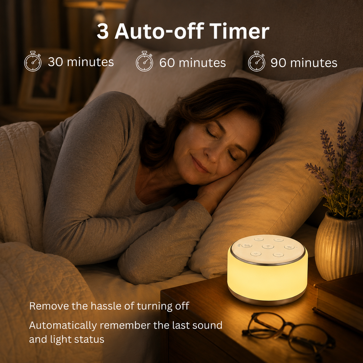 White Noise Machine with 34 Soothing Sounds & 7-Color Night Light, Portable Sleep Machine