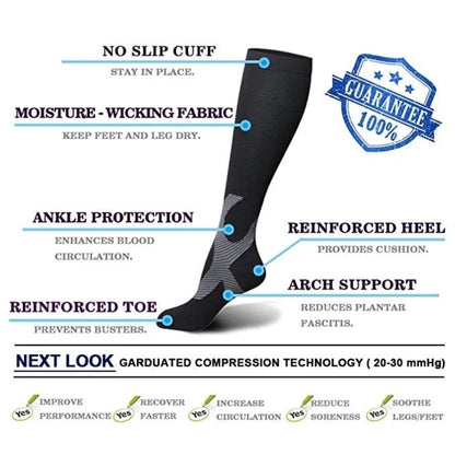 GRW Unisex Socks Relief Pain Breathable Stretch Compression Stockings