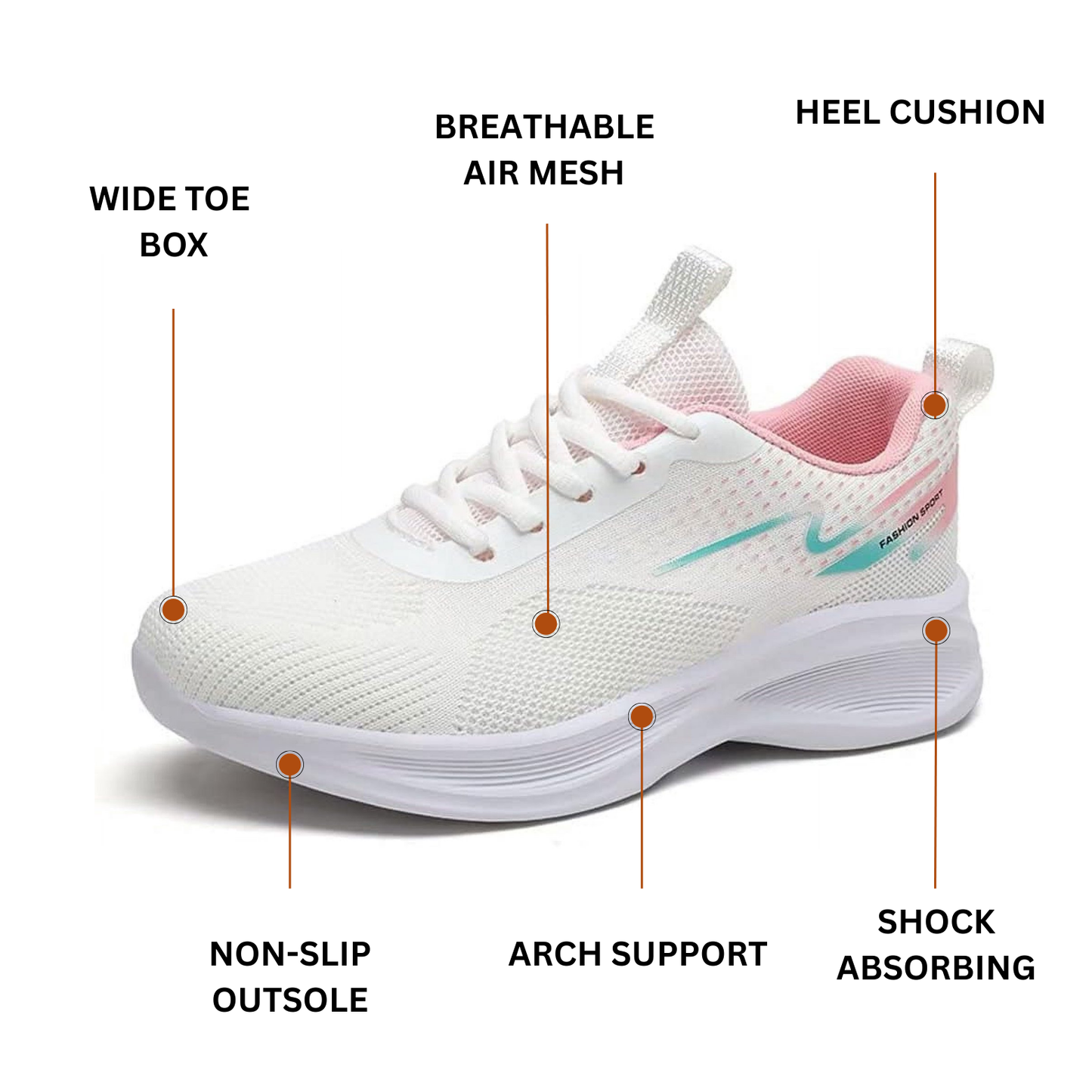 GRW Ortho Women Shoes Lightweight, Soft Sole, All-Day Support Comfort Walking Sneakers GroovyWish