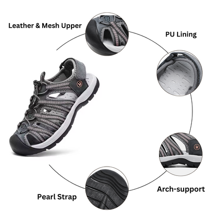 GRW Women Orthopedic Sandals Arch-support Comfortable Leather Gladiator Mesh Hiking Summer